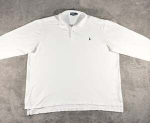 Polo Ralph Lauren Vintage 90’s White Long Sleeve Piqué Polo Shirt Size 4XLT Tall